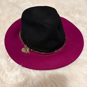 Patrizia Pepe Black and Burgundy Pink Hat
